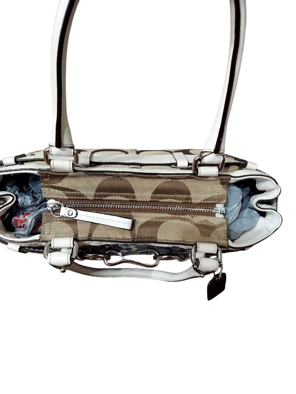 Y2K Coach 2000 Hamptons Stripe Carryall Satchel Leopard Print Jacquard & Leather - Picture 7 of 13